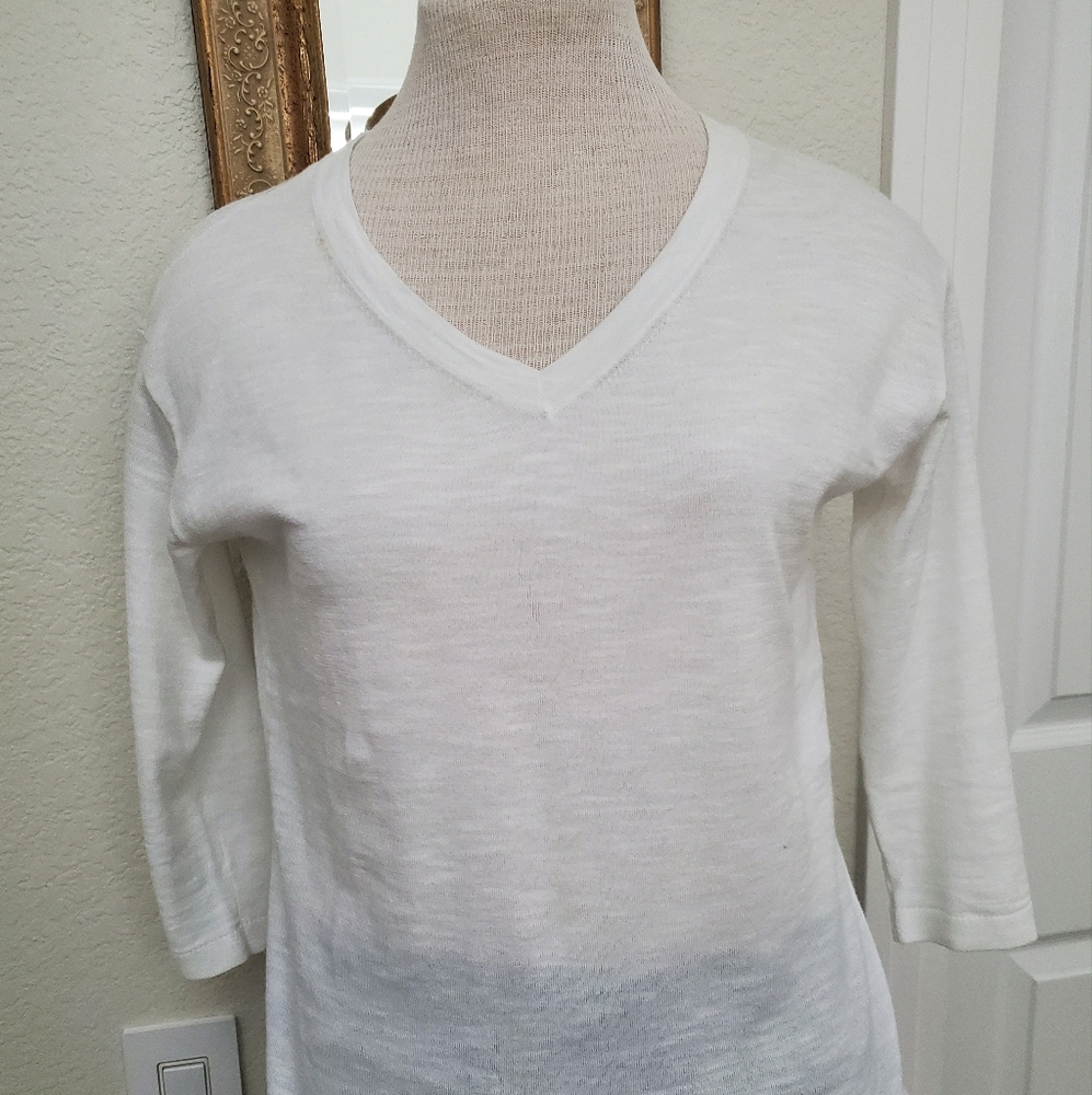 Talbots Vneck Cotton Top with Tassels
